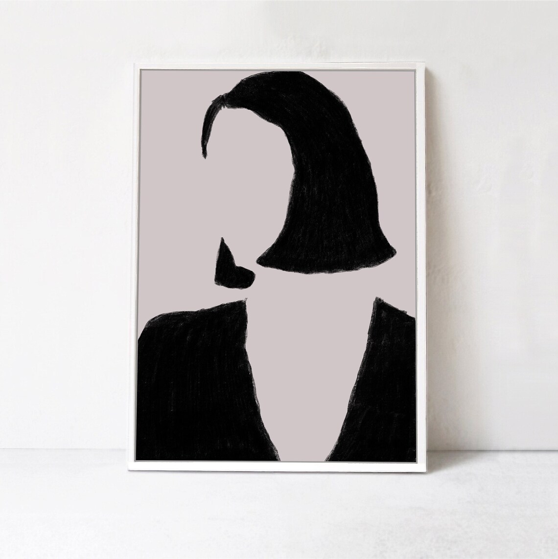 Faceless Woman Bob Haircut Abstract Silhouette Portrait Art Print