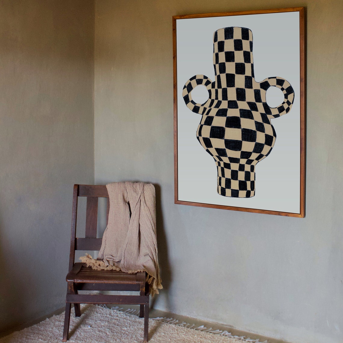 Checkered Vase - Scandi Modern Art - Image 2
