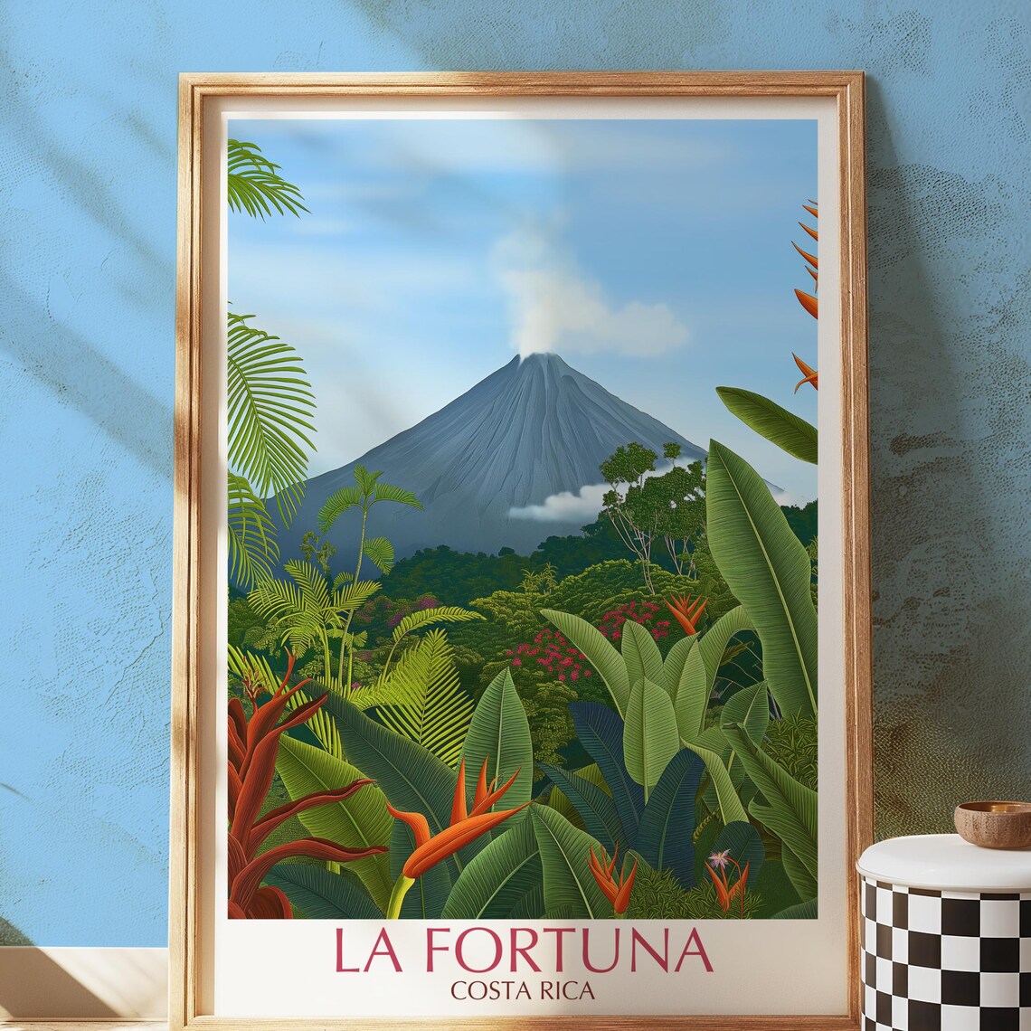 La Fortuna Costa Rica Arenal Volcano Tropical Jungle Travel Poster