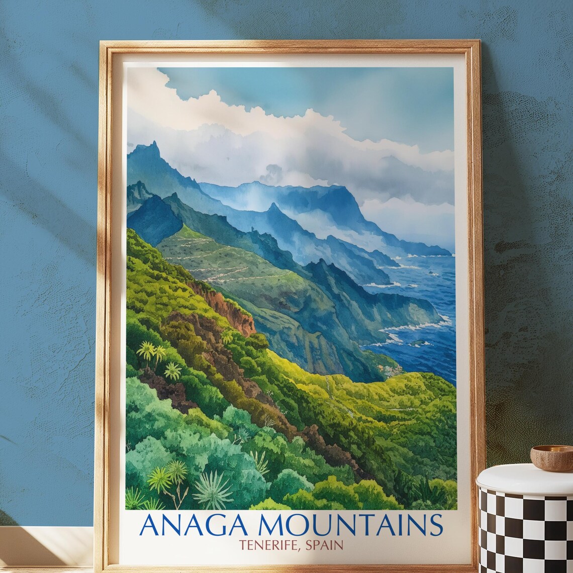 Anaga Mountains Tenerife Spain Watercolor Island Travel Poster