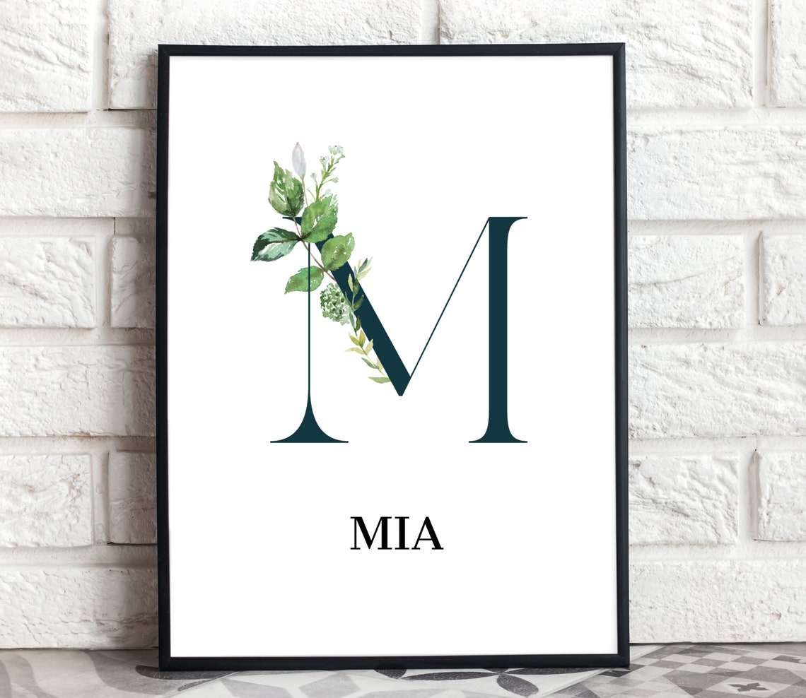 Personalised Eucalyptus Initial Letter O Name Nursery Poster Oliver - Image 2