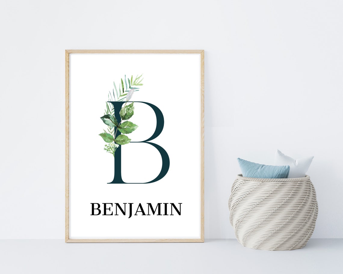 Sophia Personalized Name Watercolor Greenery Monogram Poster - Image 5