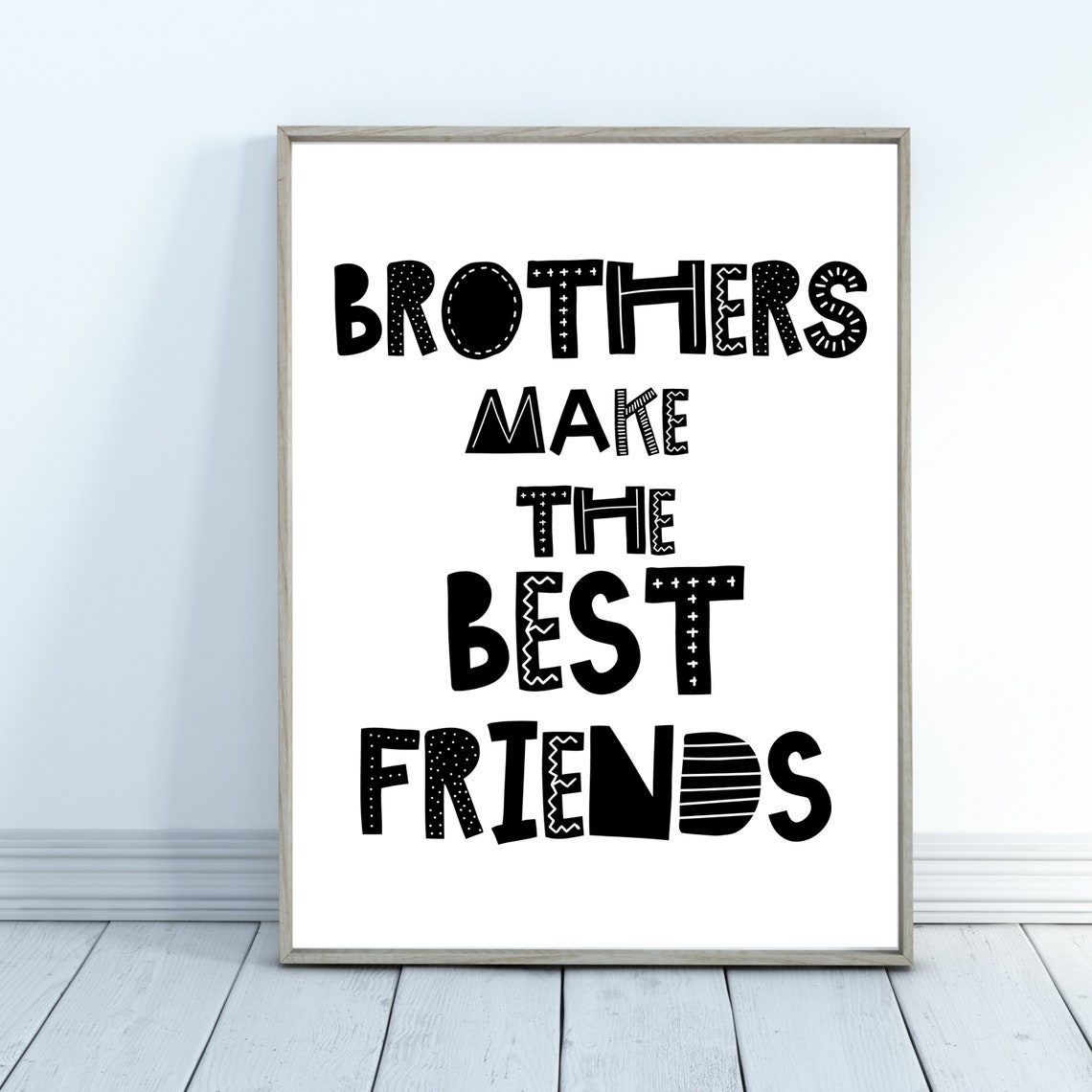 Brothers Make The Best Friends Playful Patterned Kids Room Poster - Image 3