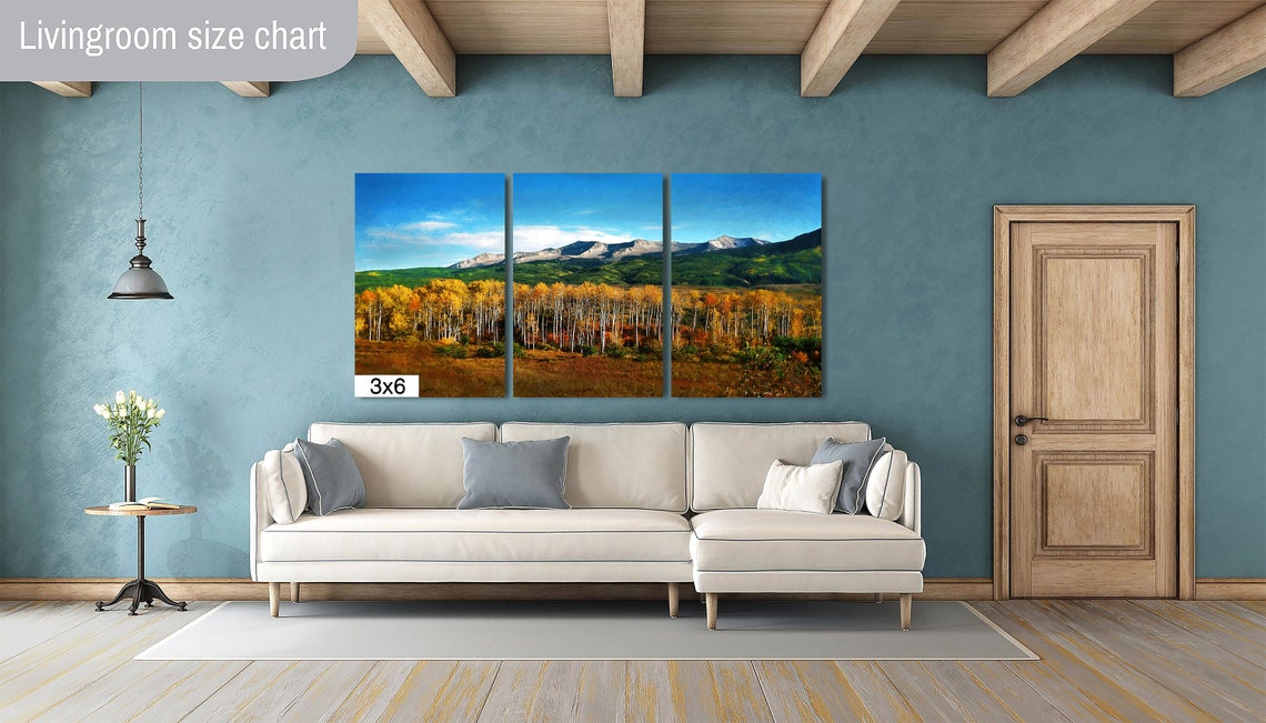 Golden Aspen Grove with Rocky Mountain Peak Blue Sky Fall Poster - Image 3