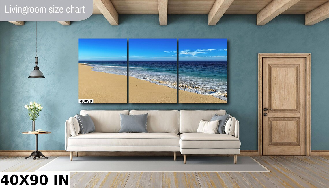 Ocean Waves Beach Scene, Blue Surf Art Print - Image 2