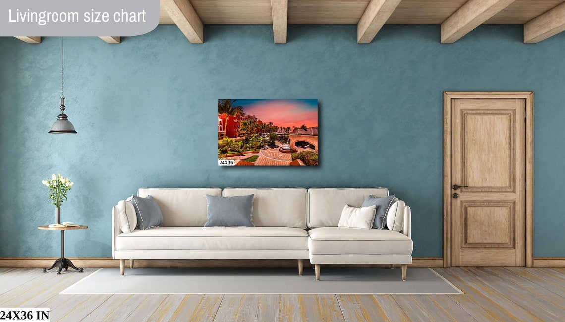 Playa Grande Resort Cabo Pink Sunset Palm Courtyard View Poster - Image 4