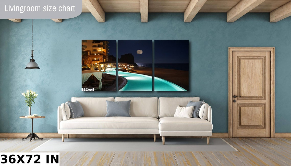 Cabo San Lucas Resort Infinity Pool Night Full Moon Ocean Poster - Image 3