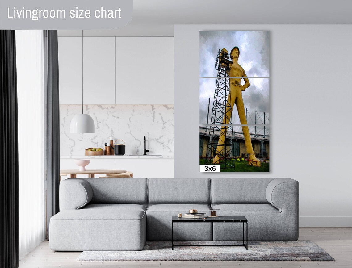 Tulsa Golden Driller Art Print, Tulsa Landmark - Image 2