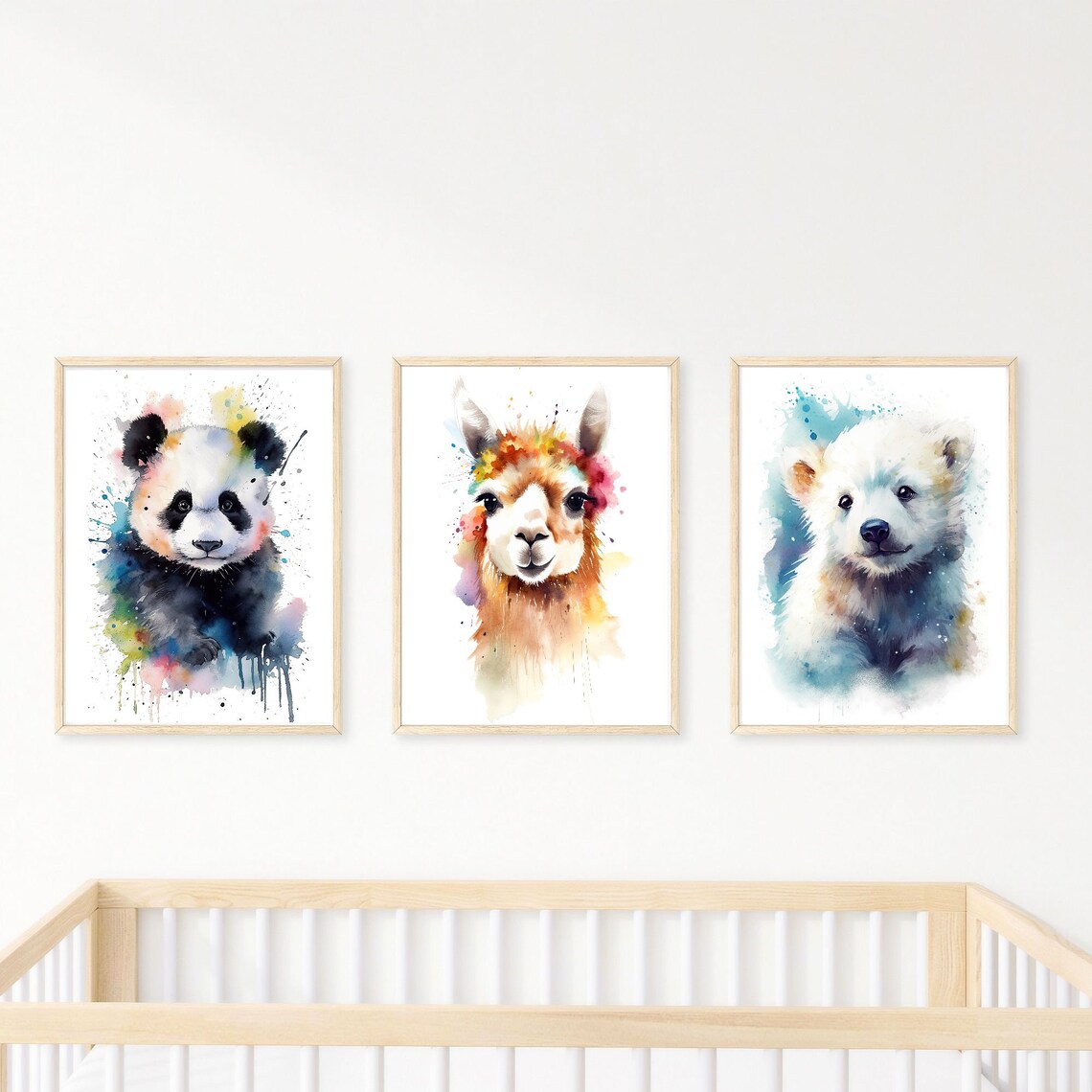 Cute Animals Nursery Decor, Watercolor Art
