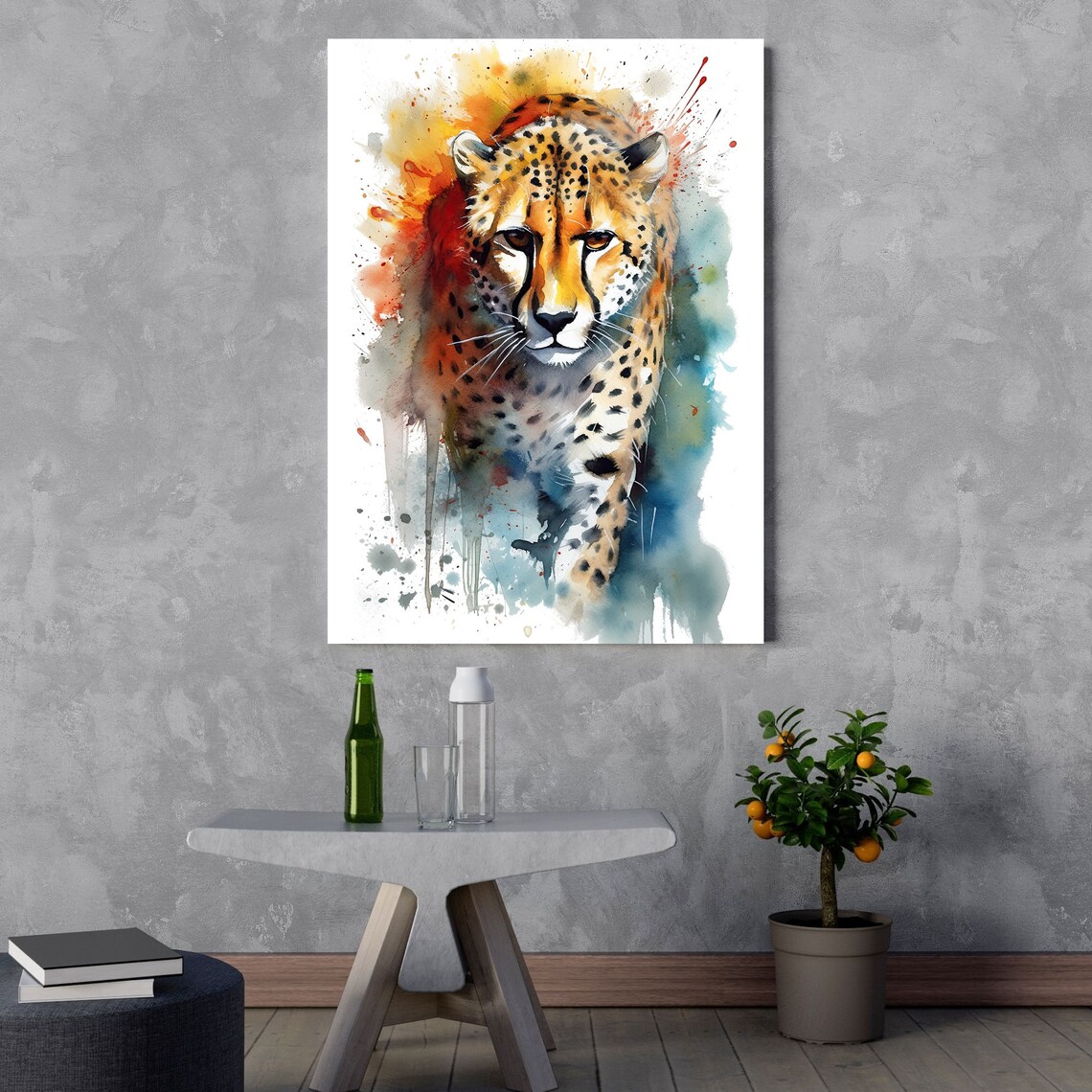 Cheetah Watercolor Art Print, Modern Animal Decor - Image 3