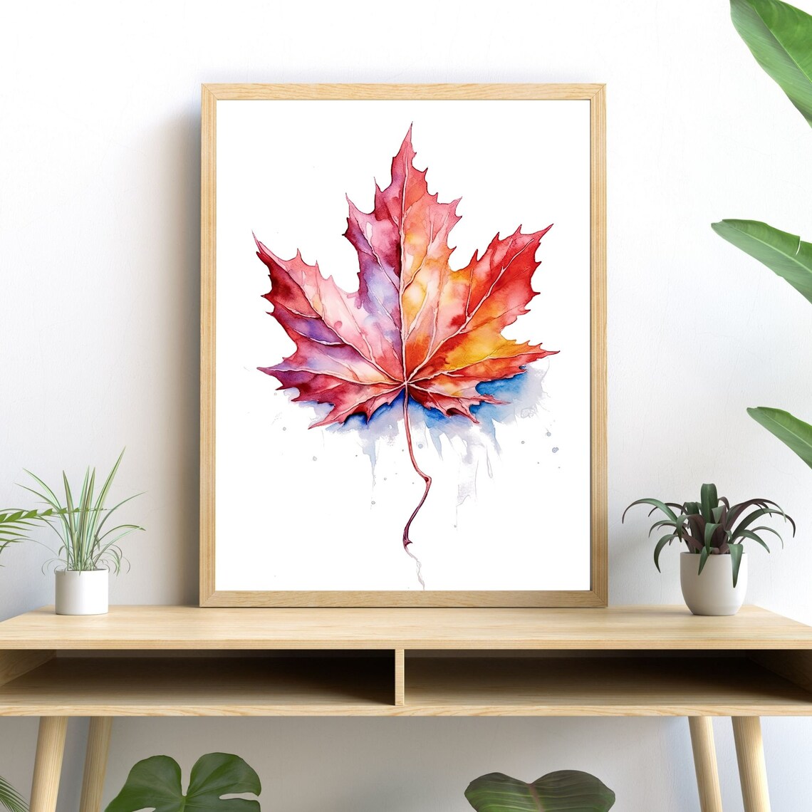 Maple Leaf Watercolor Art Print, Seasonal Decor
