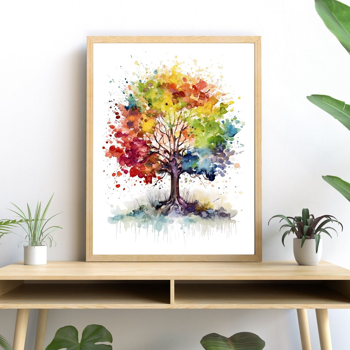 Oak Tree Watercolor Art Print, Rustic Wisdom Symbol