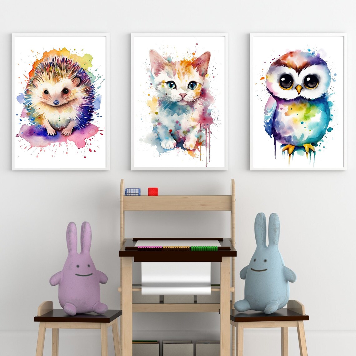 Nursery Animal Art Bundle, Watercolor Wildlife Illustrations - Image 2