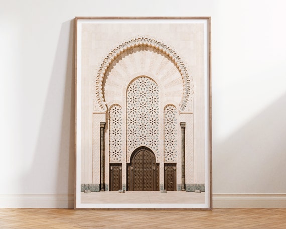 Morocco Arch Print Neutral Boho Wall Art Bohemian Travel Photography Modern Beige Architecture Poster Arabic Decor