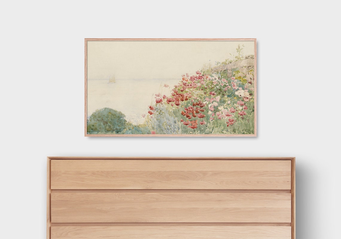 Neutral Watercolor Flower Art for TV, Wall Print - Image 2