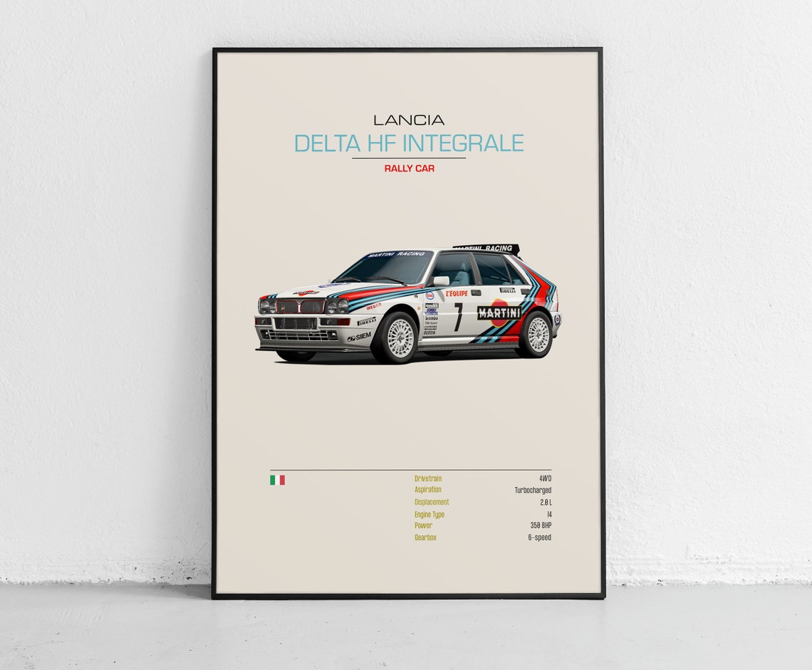 Legendary Lancia Delta HF Integrale Martini Rally Car Poster