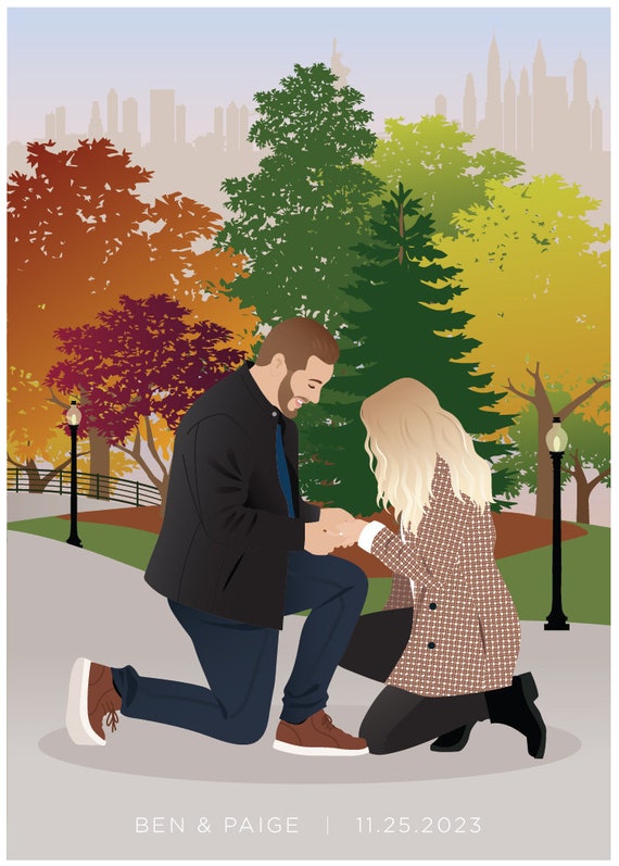 Personalized Couple Portrait, Custom Art Print