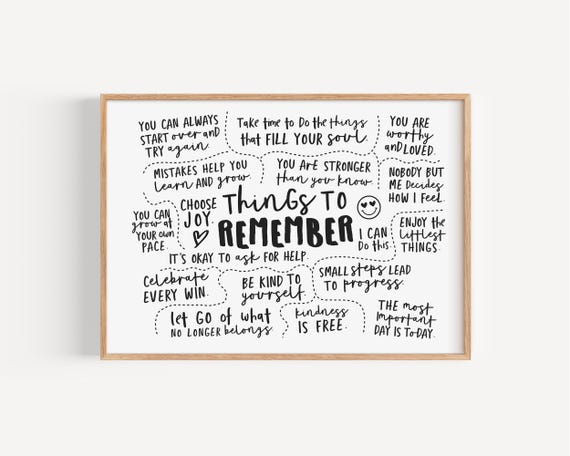 Things To Remember, Inspirational Poster Print