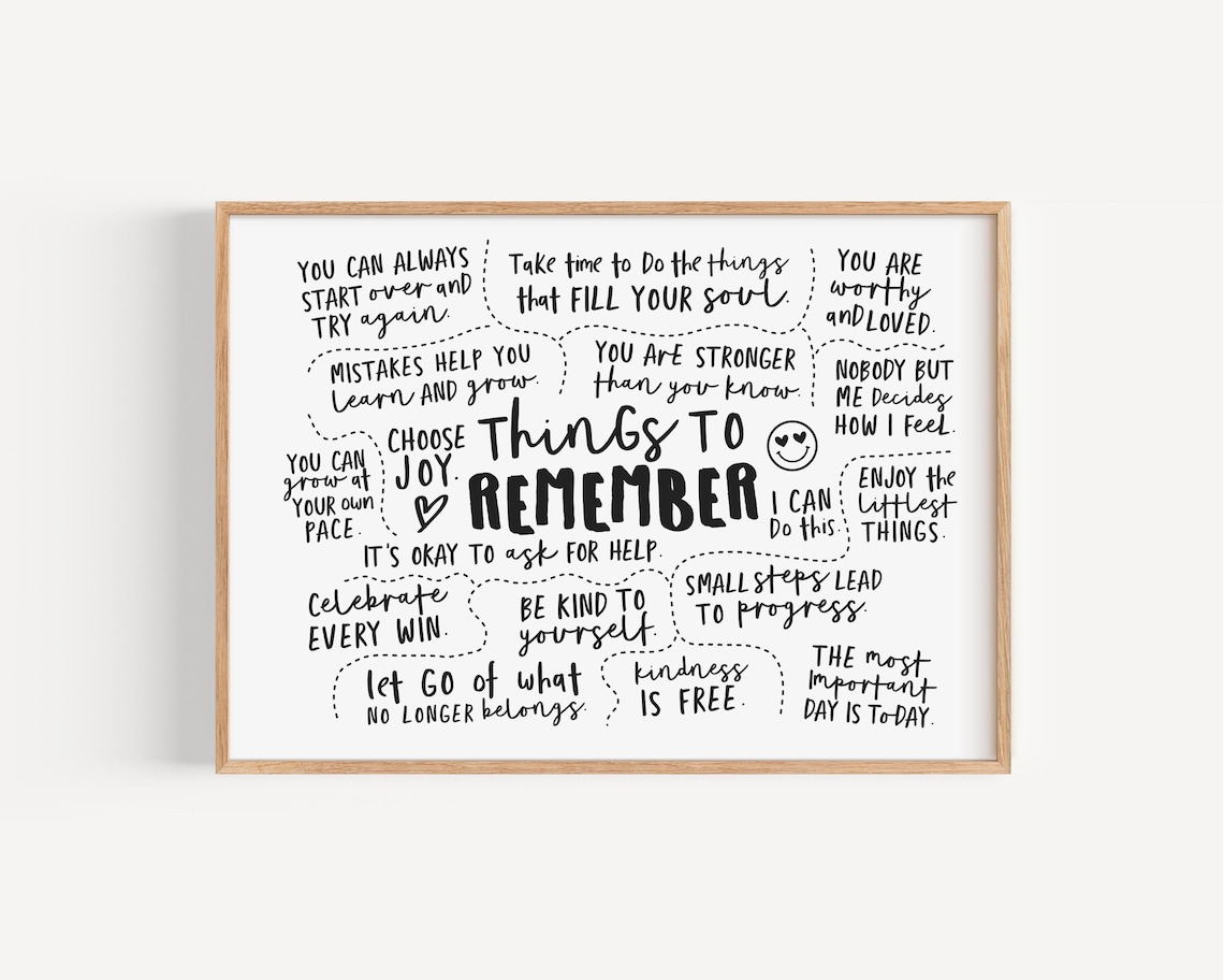 Things To Remember, Inspirational Poster Print