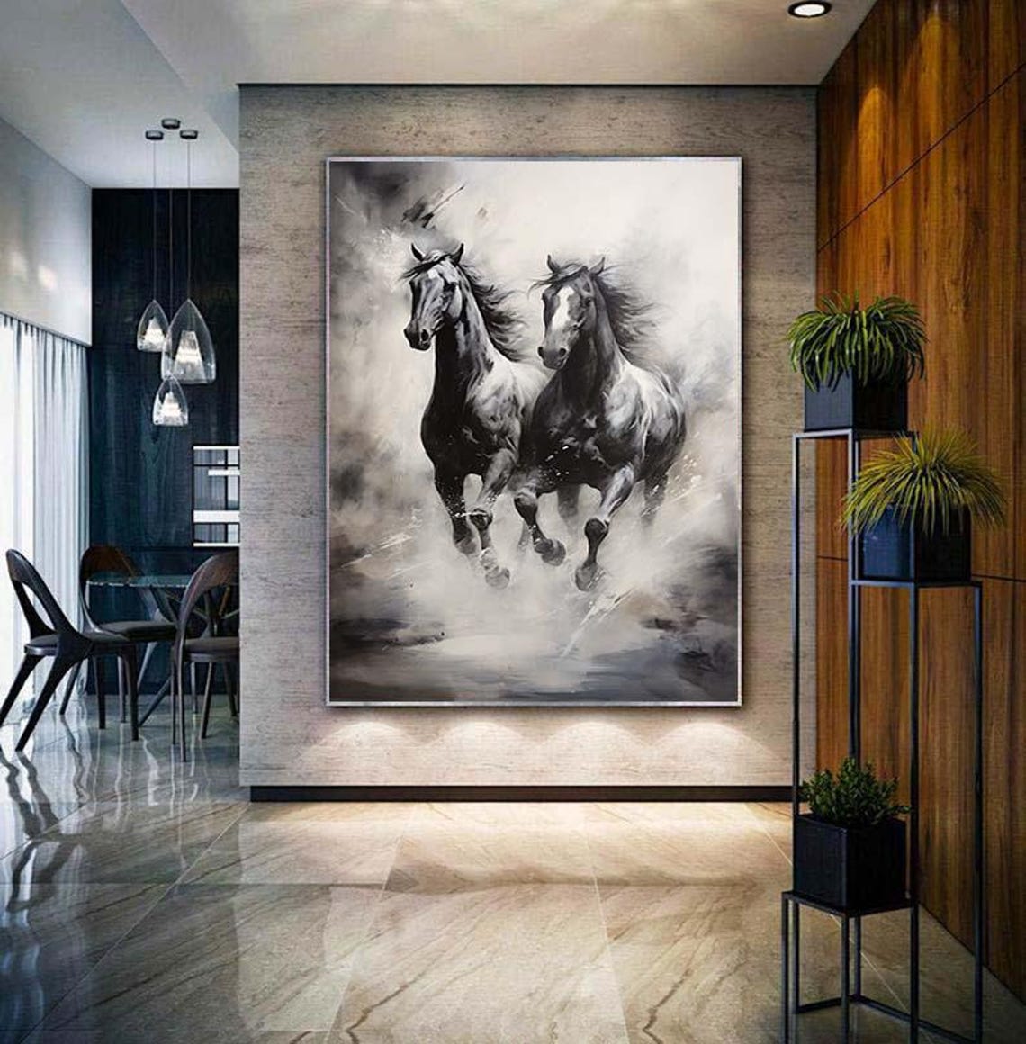Large Impressionist Horse Oil Painting On Horse Oil Painting Horse Wall Art Horse Abstract Painting Running Horse Painting Home Decor - Image 4