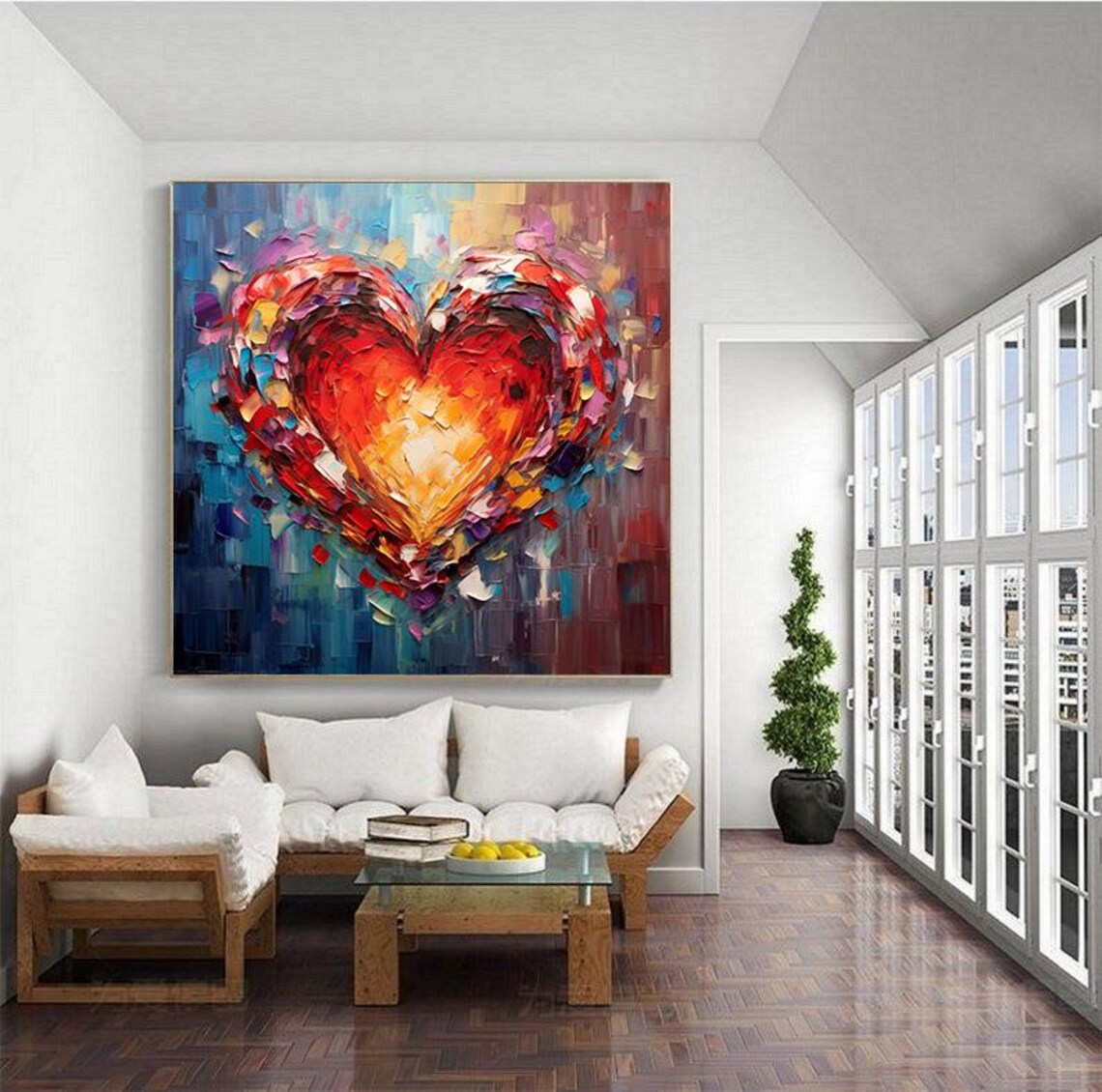 Heart-Shaped Abstract Texture Art Print, Colorful - Image 4