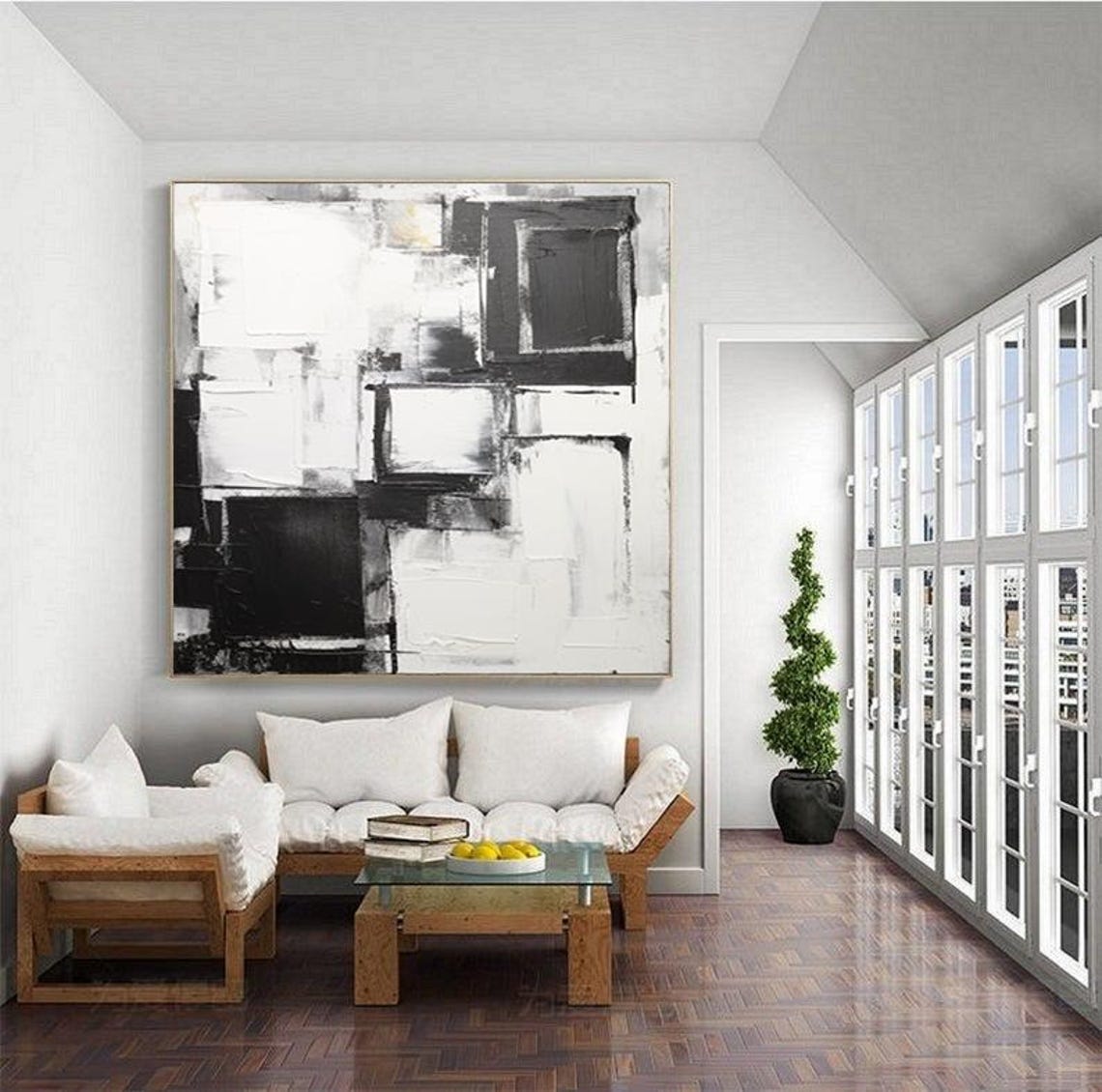 Black and White Geometric Block Abstract Modern Style Poster - Image 5