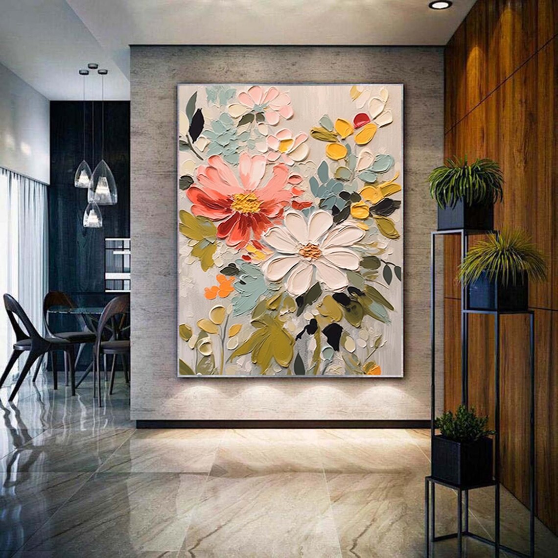 Abstract Flower Oil-Painting-Style Art Print, Boho - Image 2