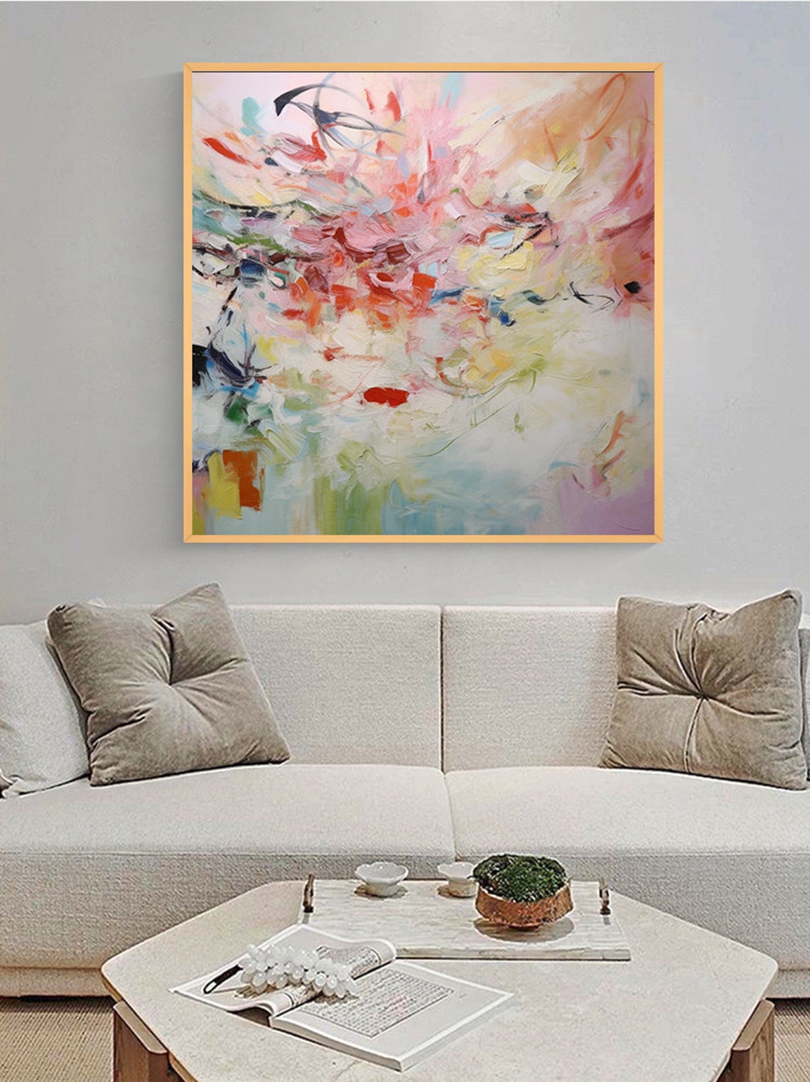 Light Airy Pastel Abstract With Soft Color Swirls And Lines Poster - Image 5