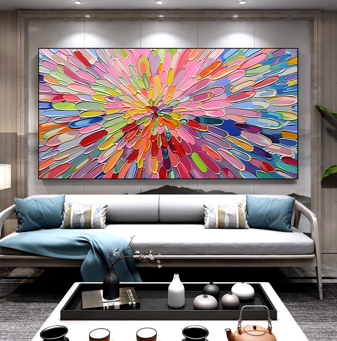 Rainbow Bloom Burst Multicolor Flower Mandala Abstract Art Poster - Image 6