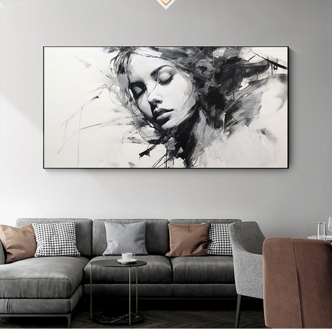 Black And White Woman Face Closed Eyes Abstract Portrait Poster - Image 5