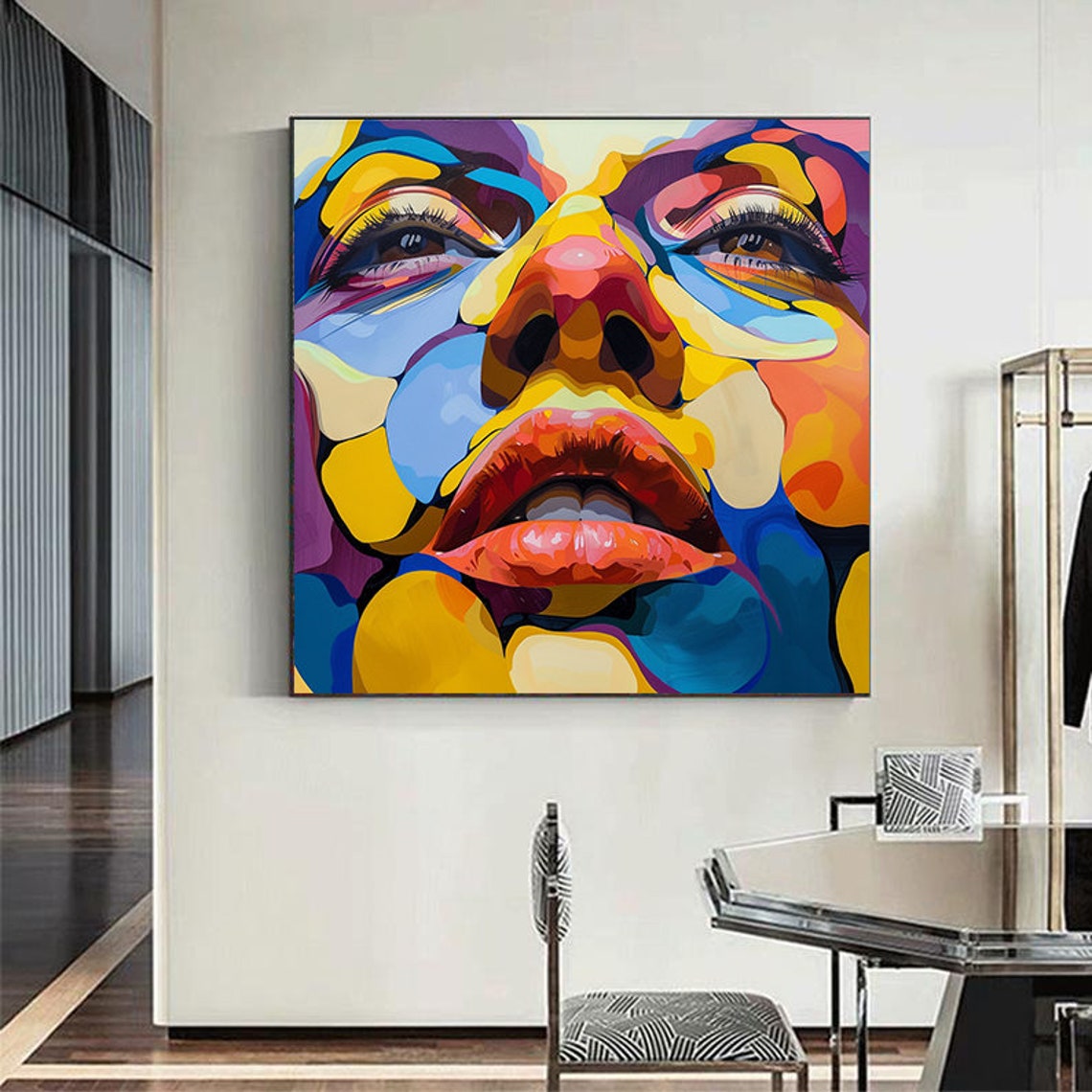 Colorful Facial Paintings Woman Face Painting On Graffiti Girl Wall Art Colorful Face Poster Modern Wall Decor Abstract Woman Artwork - Image 6