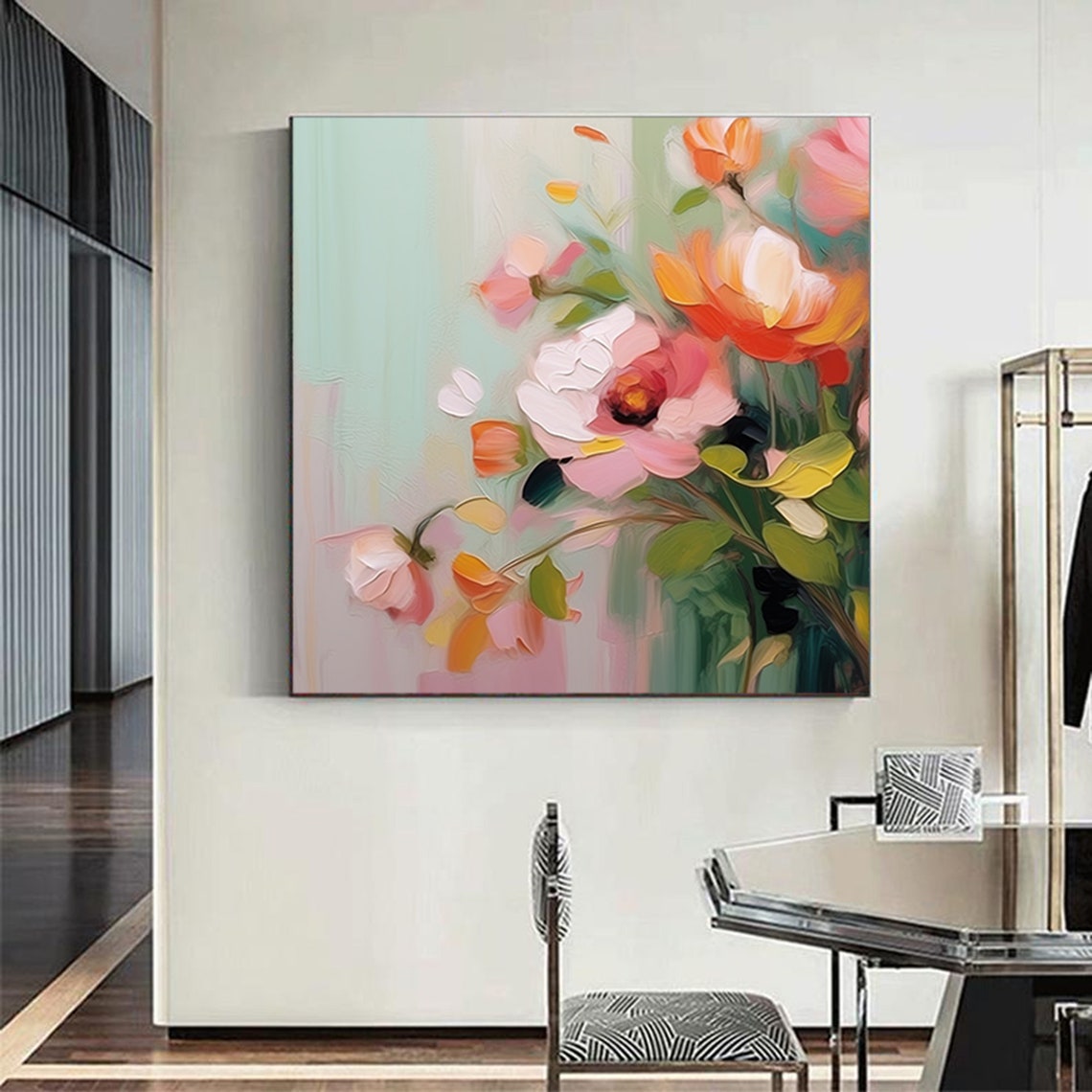 Blush Pink Peonies Mint Green Soft Floral Painting Wall Poster - Image 7