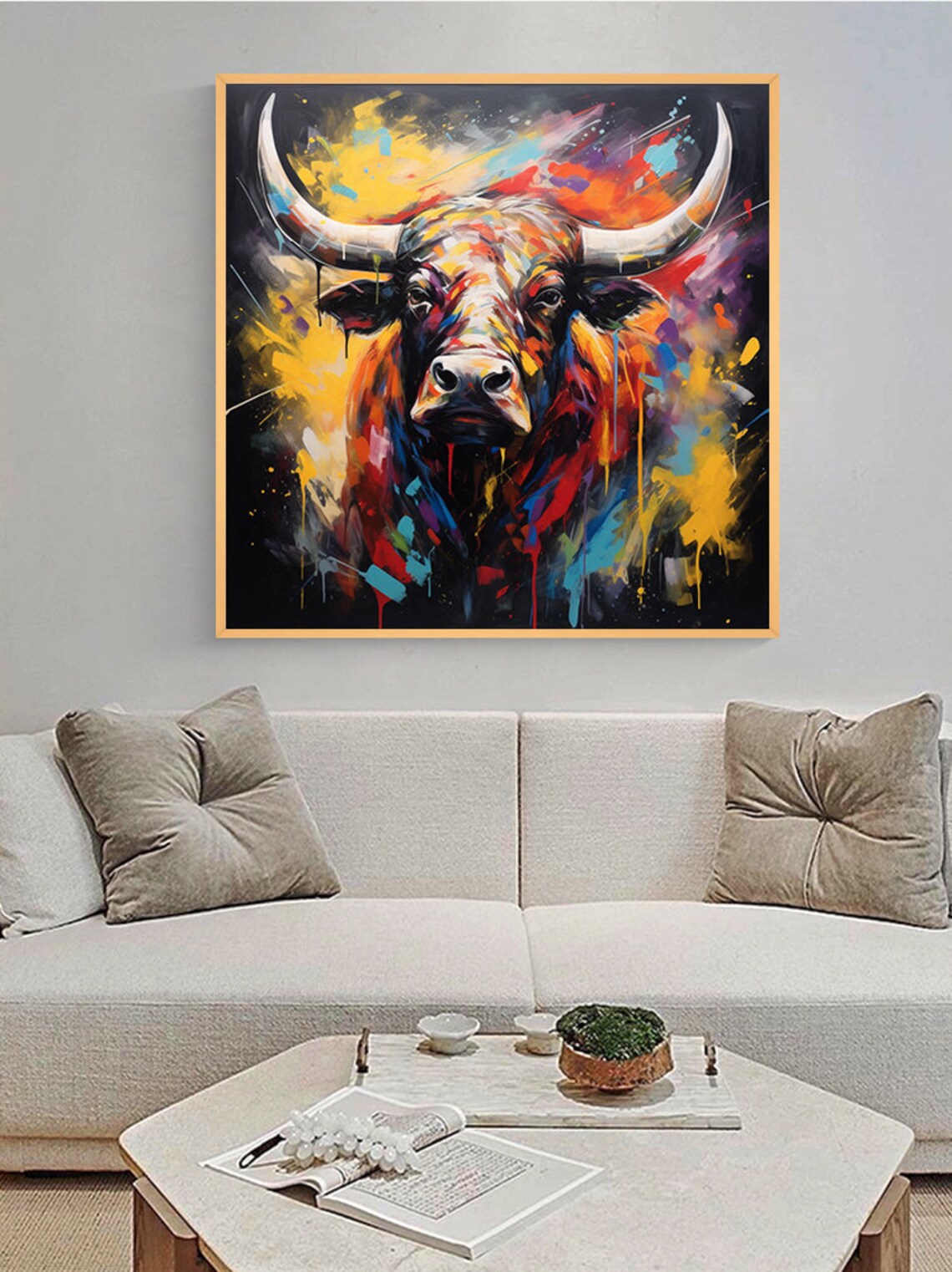 Bull Abstract Art Print, Abstract Modern Animal - Image 2