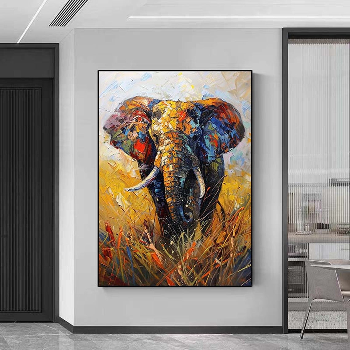 Abstract Colorful Elephant Oil Painting On Couple Acrylic Painting Modern Colorful Animal Art Custom Living Room Home Decor Wall Art - Image 6
