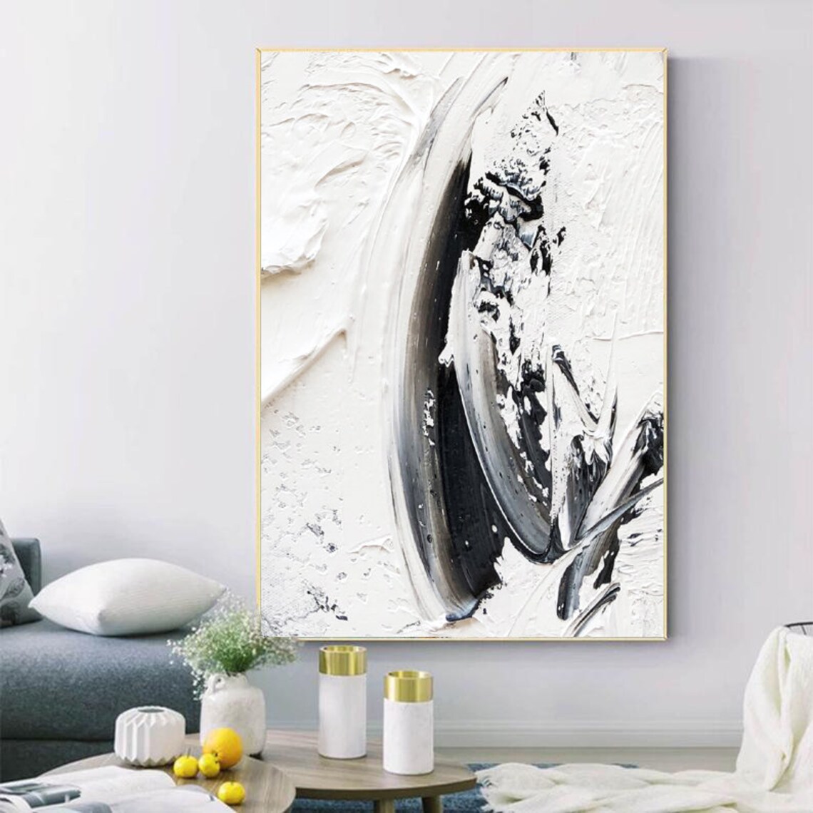 Black and White Textured Abstract Wall Art Print - Image 5