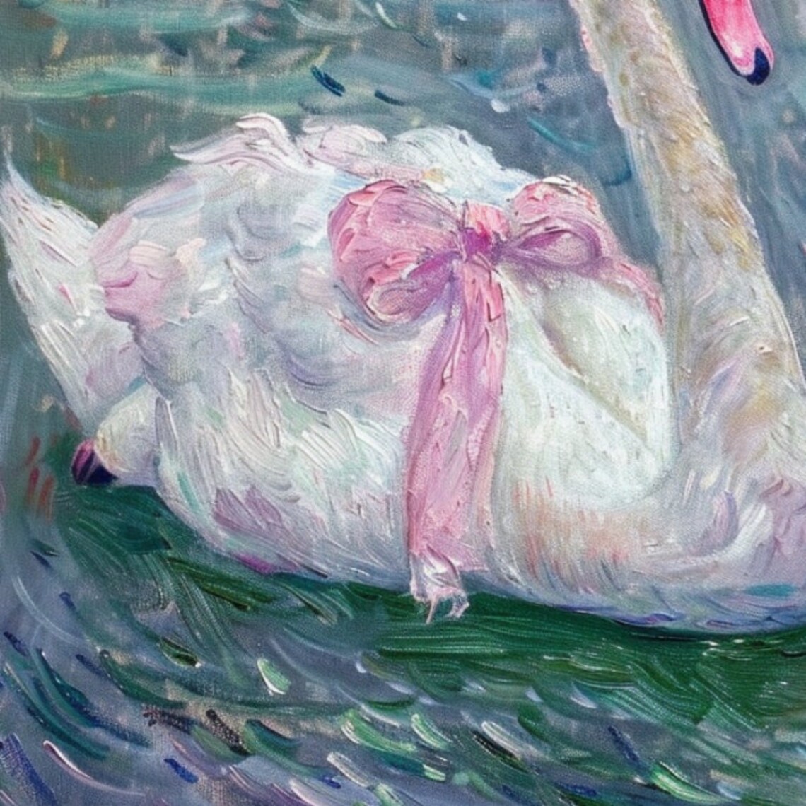 Feminine Swan Pastel Vintage Nursery Art Print - Image 3