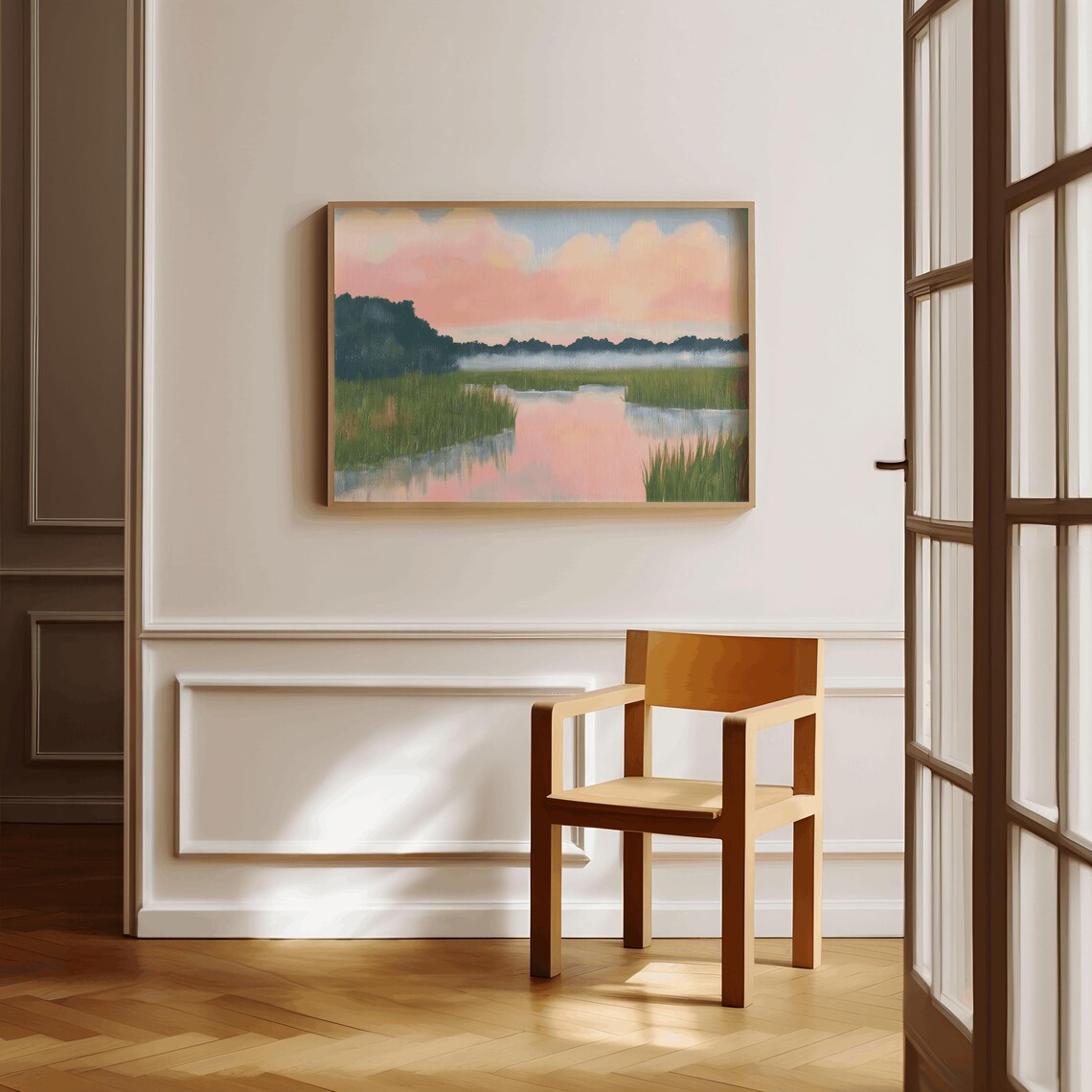Pastel Marsh Sunset Landscape Art Print, Carolina Lowcountry