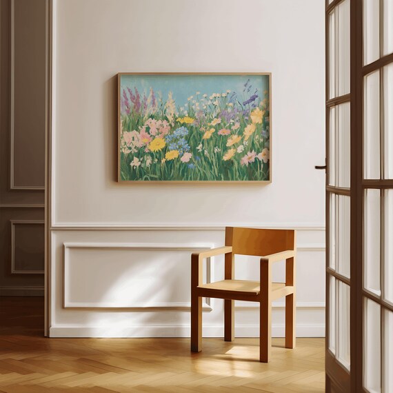 Colorful Wildflower Meadow Painting Tall Bloom Flower Poster