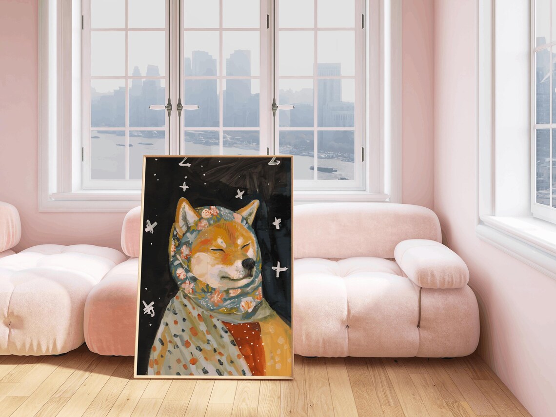 Shiba Inu Babushka Nursery Dog Art Print