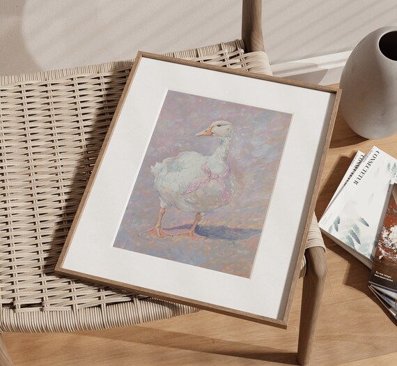 Goose Girl Print Cute Goose Poster Pink Girl Nursery Decor Farm Animal Kids Room Illustration Goose Childrens Room Silly Goose