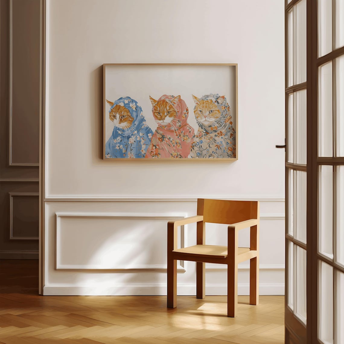 Babushka Ginger Cats Floral Cat Art Print - Image 3