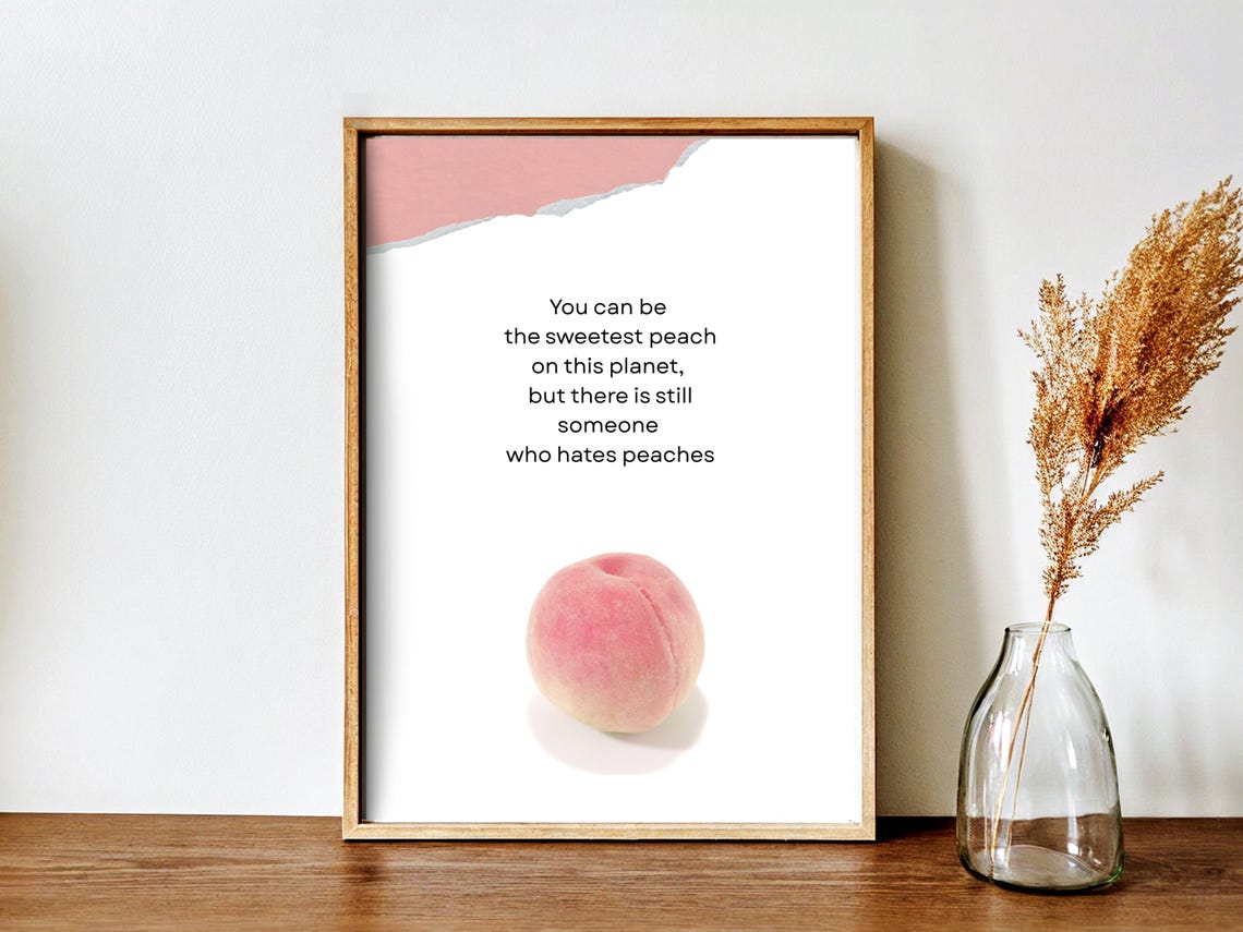 Sweetest Peach Self-Love Inspirational Quote Photo Framed Wall Art
