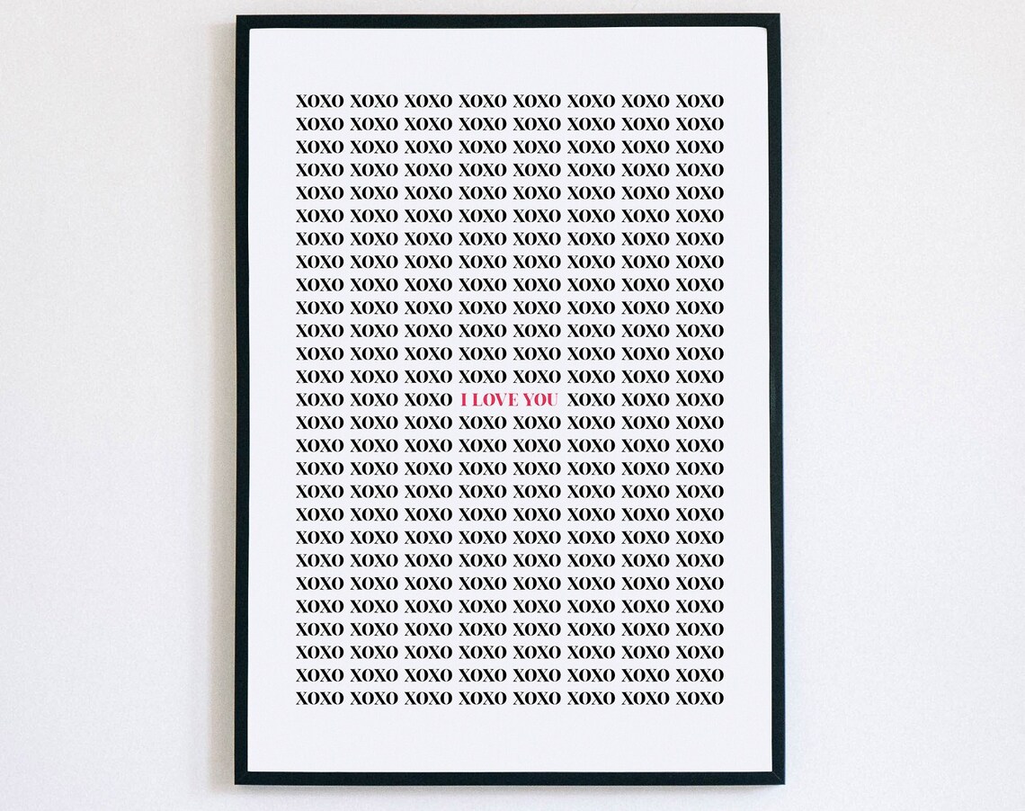 Valentine XOXO Repeat Pattern I Love You Romantic Quote Style Poster