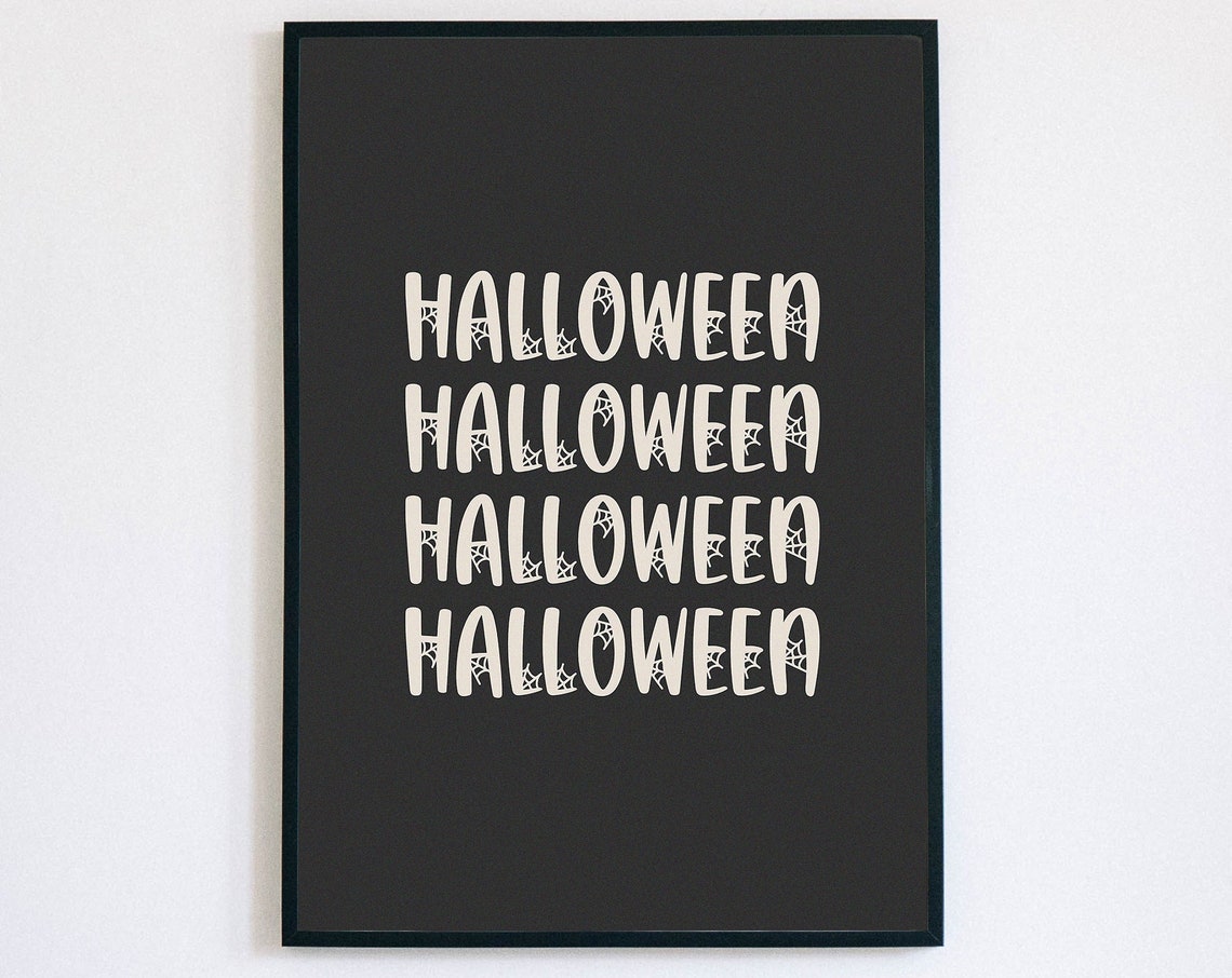 Halloween Repeated Spiderweb Lettering Fun Party Wall Poster
