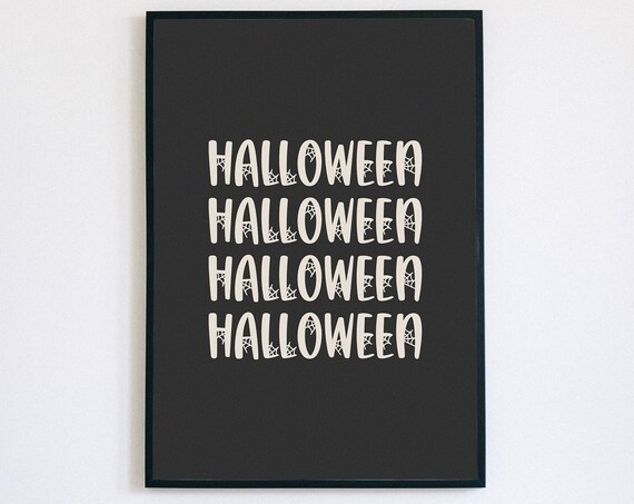 Halloween Repeated Spiderweb Lettering Fun Party Wall Poster