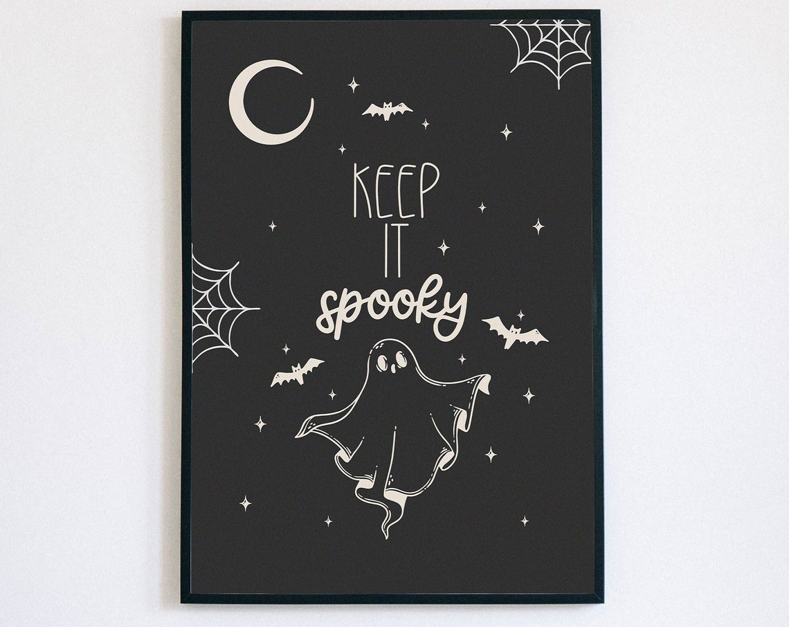 Keep It Spooky Ghost Moon Spiderweb Vintage Style Halloween Poster