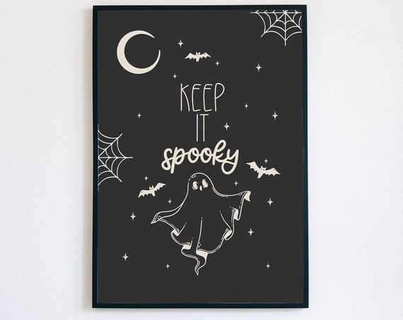 Keep It Spooky Ghost Moon Spiderweb Vintage Style Halloween Poster