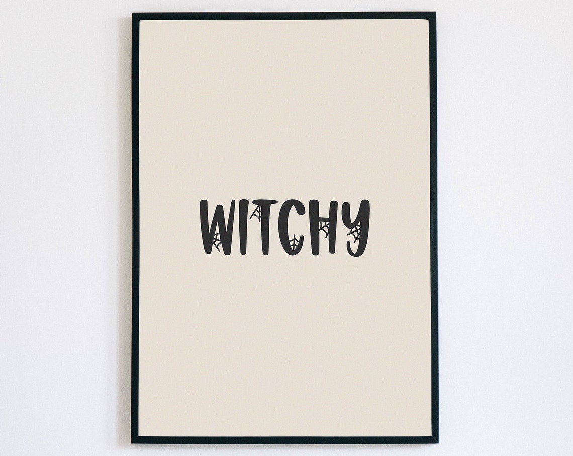 Witchy Minimalist Typography Cream Halloween Word Art Poster