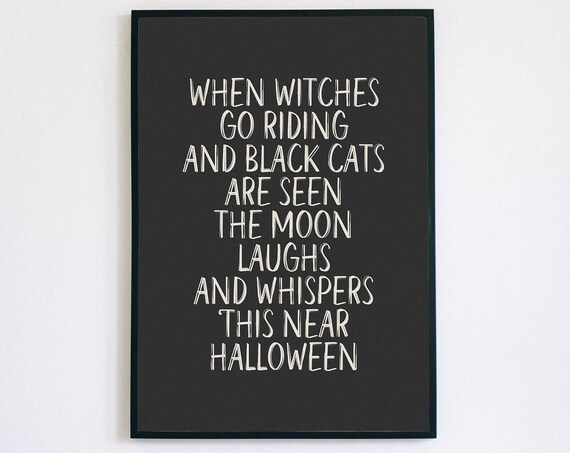When Witches Go Riding Halloween Poem Quote Spooky Wall Poster
