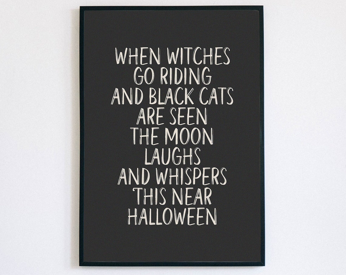 When Witches Go Riding Halloween Poem Quote Spooky Wall Poster
